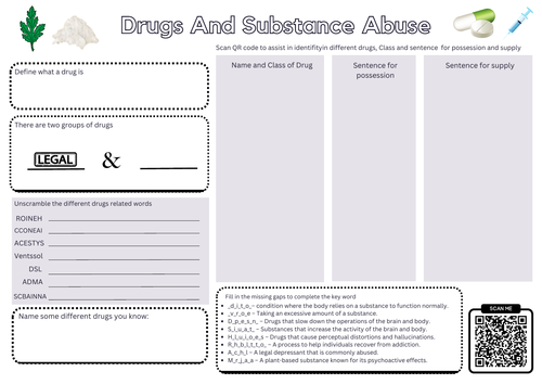 Drugs and substance abuse LESSON FILLER