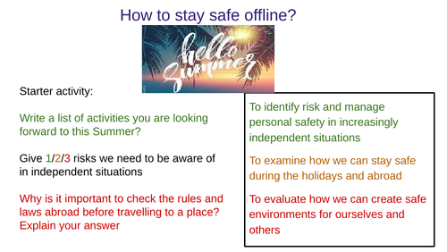 PSHE - How can I stay safe offline?