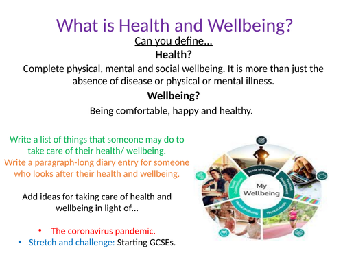 PSHE - What is health and wellbeing?
