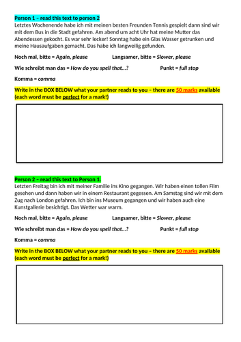 German paired dictations