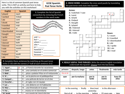 GCSE Spanish: Past Tense Verbs Revision Worksheet