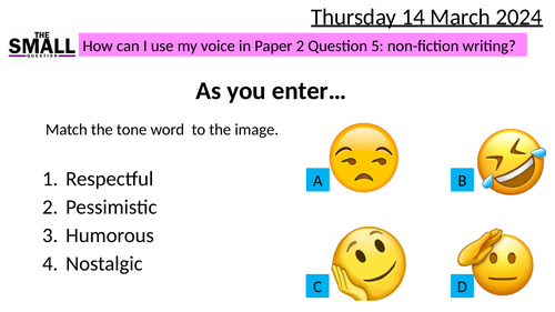 GCSE English Language Paper 2 Q5 Revision Workshop