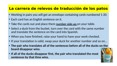 Duck race translation relay