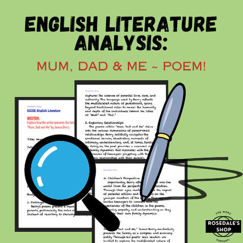 IGCSE English Literature Sample Answer "Mum, Dad and Me” ~ Analysis of POEM!