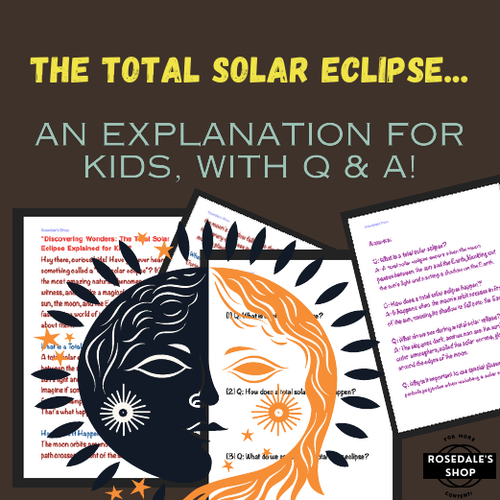 The Total Solar Eclipse Explained for Kids Worksheets & Answer Booklet Inside!