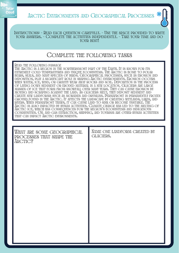 Arctic Environments and Geographical Processes Worksheet