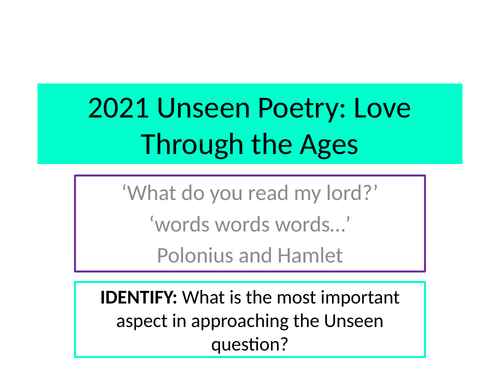 2021 Unseen Poetry Full Lesson - A Level Love Through the Ages