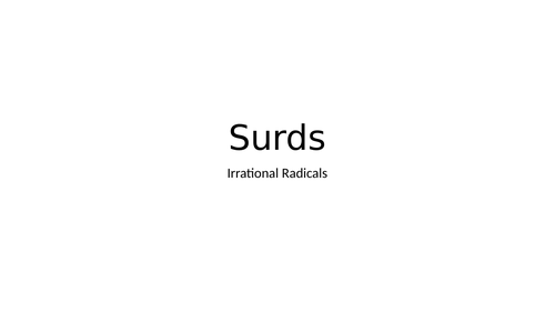 Introduction to Surds