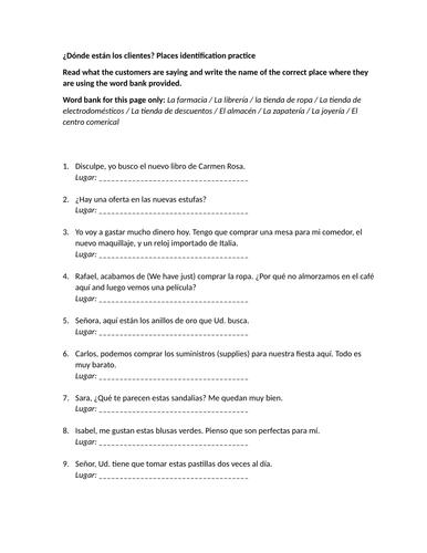 ¿Dónde están los clientes? Places identification practice