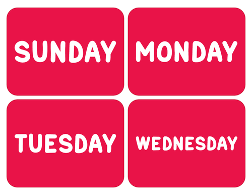 Days of the week Flashcards