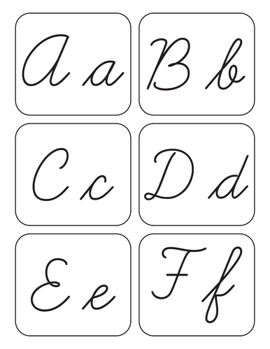Cursive Alphabet Letters From A To Z Flashcards