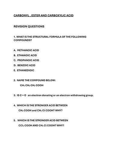 CARBONYL, ESTERS AND CARBOXYLIC ACID