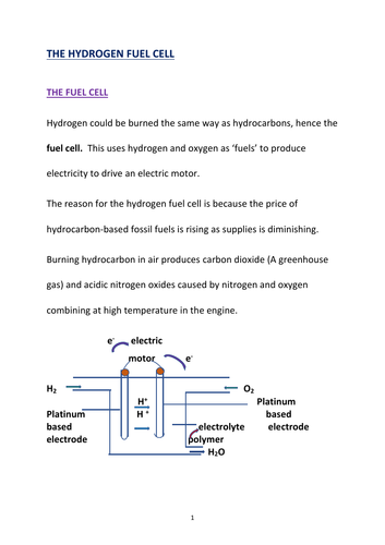 THE HYDROGEN FUEL CELL