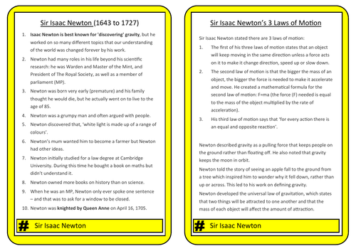 #Sir  Isaac Newton - Fact Sheets