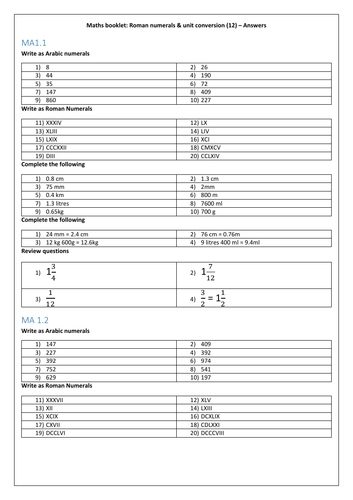 Roman Numerals and Unit Conversions