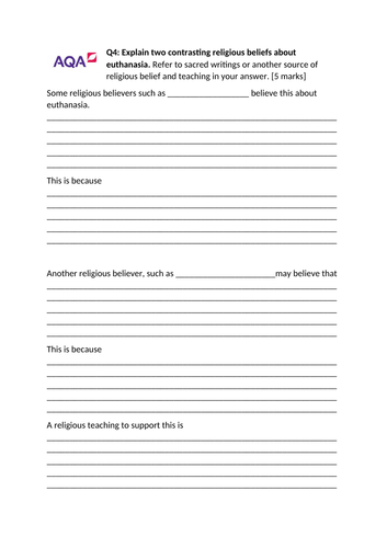 AQA A RS THEME B Euthanasia Q4 structure