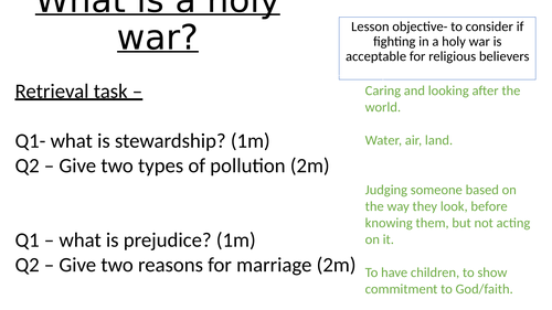 AQA A RS THEME D HOLY WAR