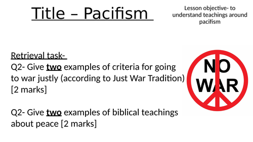 AQA A RS THEME D Pacifism Lesson