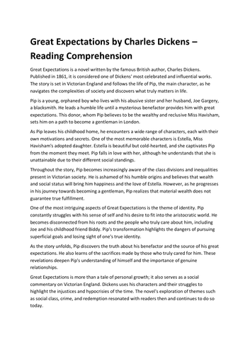 Great Expectations by Charles Dickens – Reading Comprehension