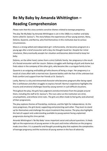 Be My Baby by Amanda Whittington – Reading Comprehension