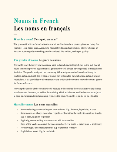 Nouns in French