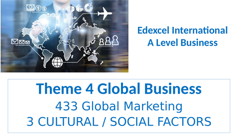 Theme 4 Global Business  34 Cultural/ Social Factors   Edexcel IA Level Business