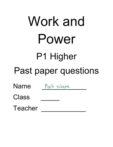 CCEA DAS: Physics P1 Work and Power Questions and solutions