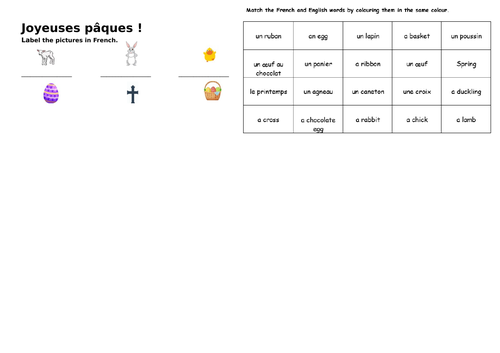 Joyeuses Pâques activity sheet