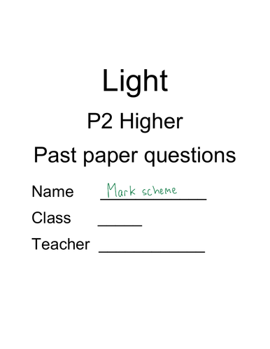 CCEA DAS: Physics P2 Light Questions and solutions