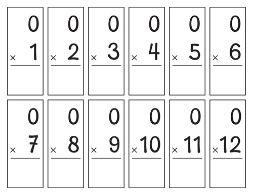 vertical multiplication 0-12 with answers on back