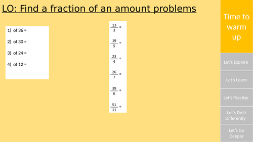 Fraction of an amount multi step problem lesson