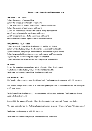 AQA GCSE Geography - Paper 3 - Issue Evaluation 2024 - Figure 3 Examination Questions