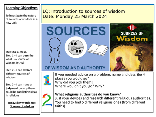 Sources of wisdom across faiths- Key Stage 3