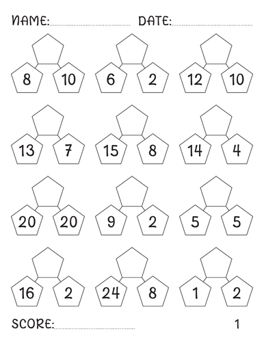 Addition and subtraction number bonds to 100 worksheets with Answer Key
