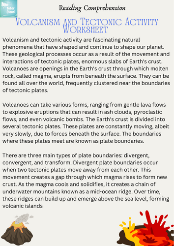 Volcanism and Tectonic Activity Worksheet