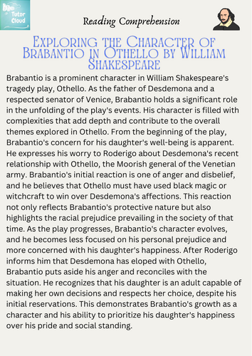 Exploring the Character of Brabantio in Othello by William Shakespeare