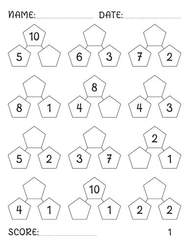 Addition and subtraction number bonds to 10 worksheets with Answer Key