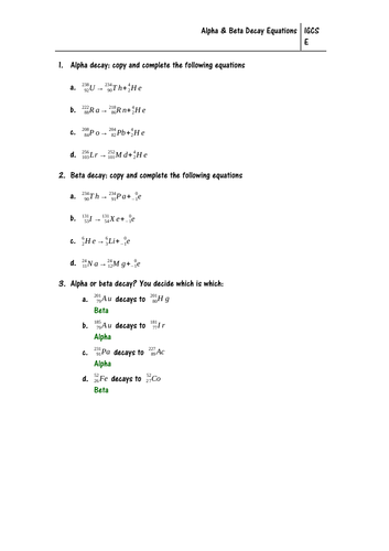 Radioactive Decay Equations
