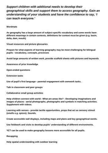 Differentiation and inclusion in Geography