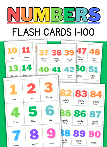 Numbers Flash Cards 1-100.