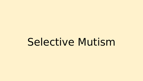 Selective Mutism Staff Meeting
