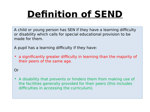 SEN background and context Staff meeting