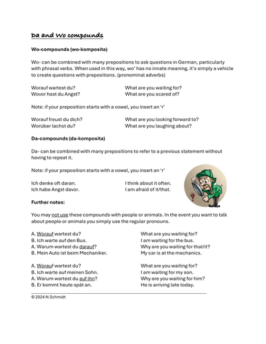 Da and Wo Compounds in German: Dative and Accusative Phrasal Verbs List