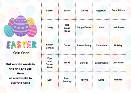 Easter Themed  Bingo Game ( 3X3)  X 30 Cards