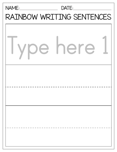 Editable rainbow writing sentences worksheets