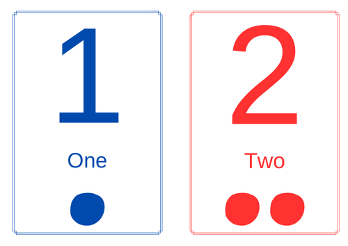Multi-coloured touch counting cards 1-10