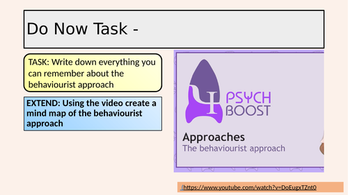AQA A Level Psychology - Approaches - Learning Approach - Behaviourism