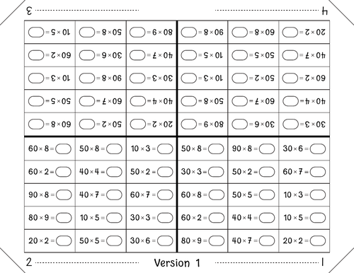 Multiplying Numbers By Multiples of 10 Game