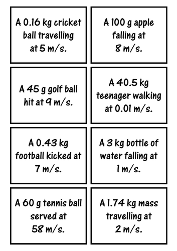 Momentum Matching Card Sort