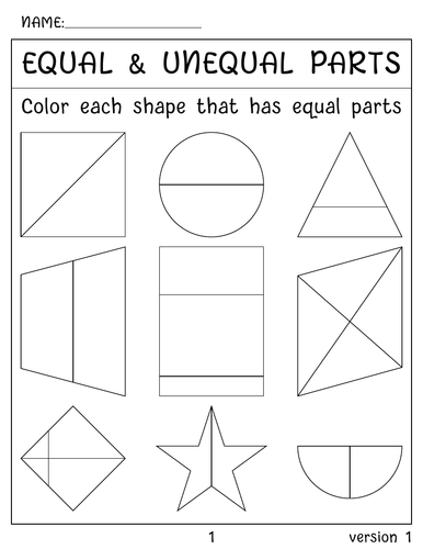 Equal And Unequal Parts worksheets